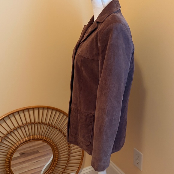 Vintage Cocoa Brown Suede Blazer Coat Chocolate Wilsons Leather Colebrook Small - Picture 15 of 16